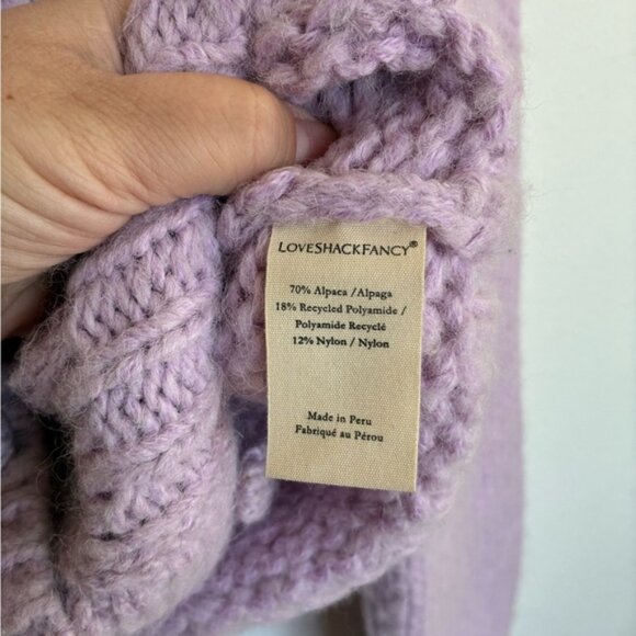 LoveShackFancy Alpaca Knit Cardigan in Lilac with Floral Details Women’s Small - Picture 5 of 5